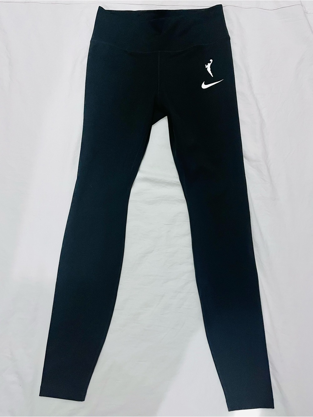 Nike Black High-Rise Leggings with White Swoosh and Logo